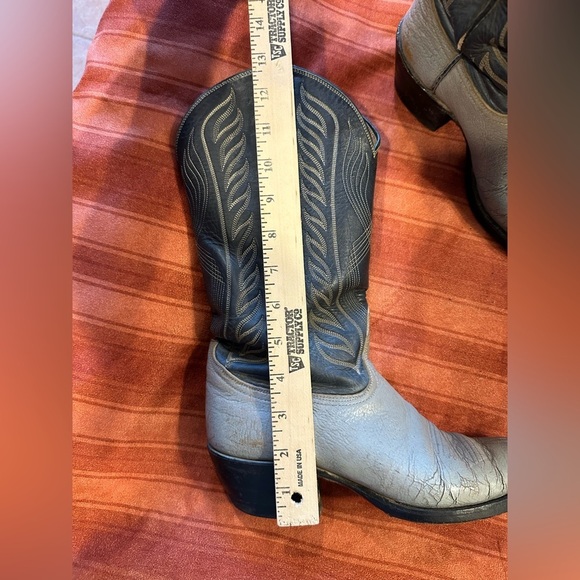 Vintage Tony Lama 8056 Western Cowboy Boots 7B Two Tone Leather USA Snip Toe - Picture 11 of 12